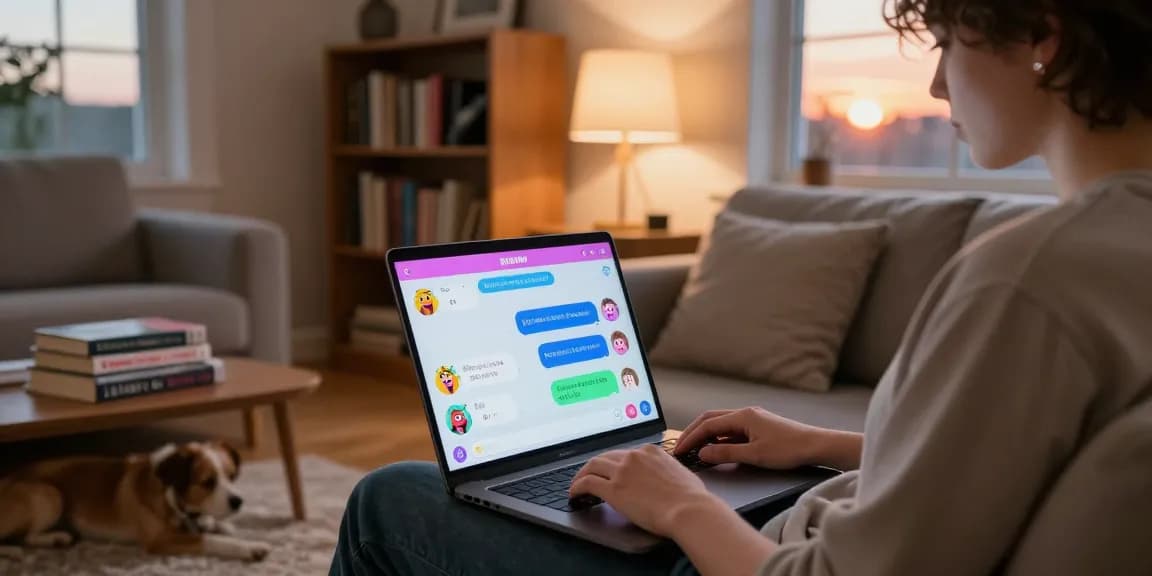 Vibrant interaction in NSFW chat, showcasing AI characters in a warm, cozy environment.