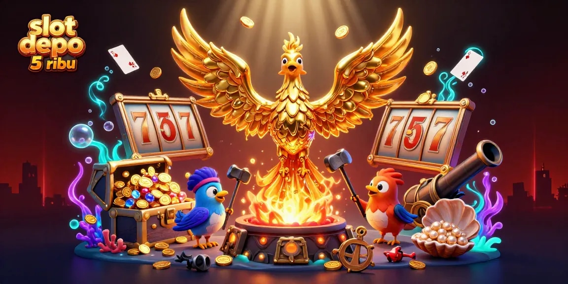 Engage in thrilling gameplay with slot depo 5 ribu as golden phoenix delivers coins amid exciting casino symbols.