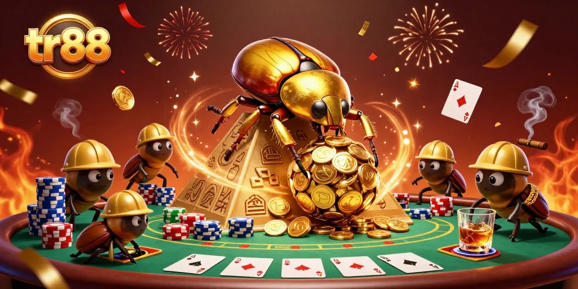 Play at tr88 with a wealth of casino-themed chaos as golden beetles roll in excitement.