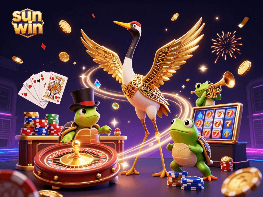 Experience the excitement of sun win with vibrant casino action and colorful characters.