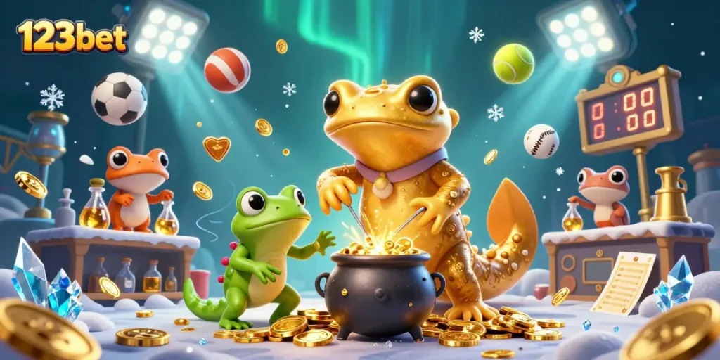 Experience thrilling action with 123bet in a dynamic casino scene featuring golden elements and vibrant games.