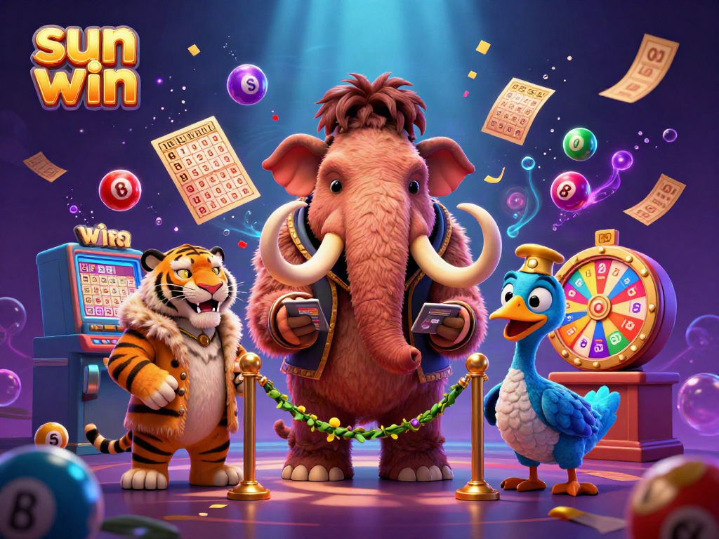 Experience the excitement of sun win with dynamic casino elements and vibrant characters in a thrilling 3D scene.