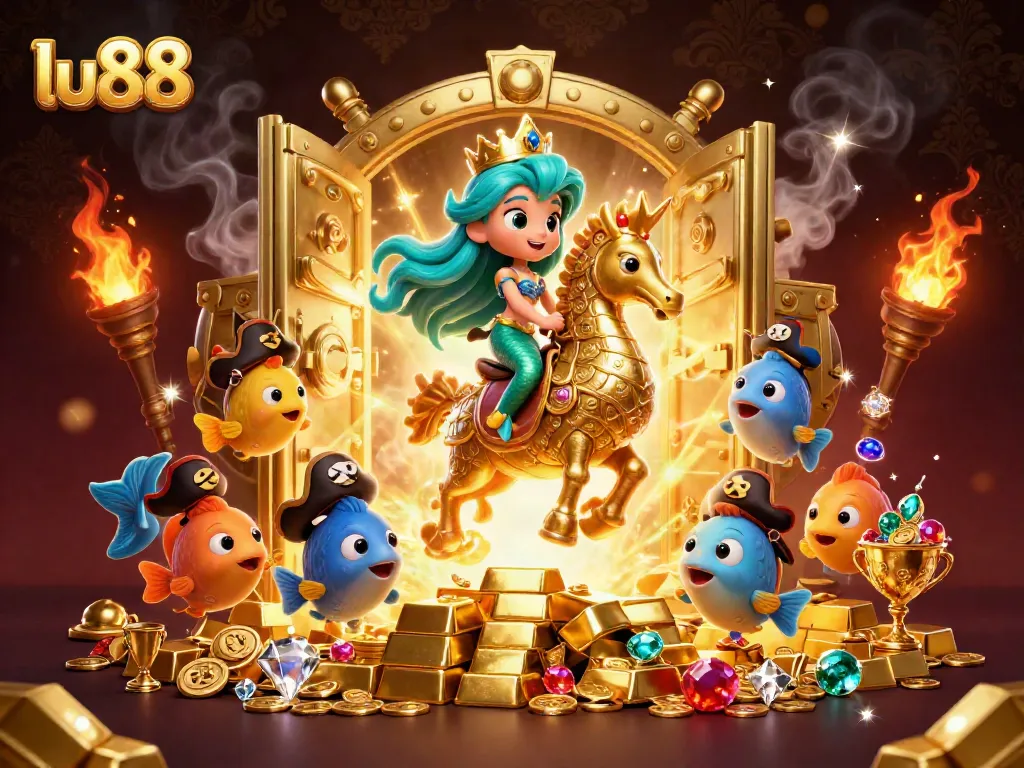 Experience thrilling gaming with LU88's vibrant casino adventure illustration featuring a mermaid princess.
