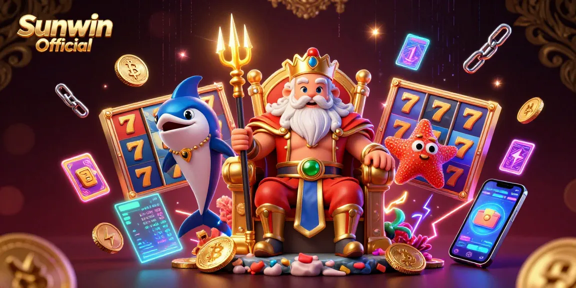 Engage with the vibrant Sunwin Official scene featuring Neptune and casino elements.